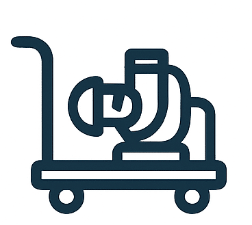 Carro móvil con bomba integrada para traslado y operación flexible.